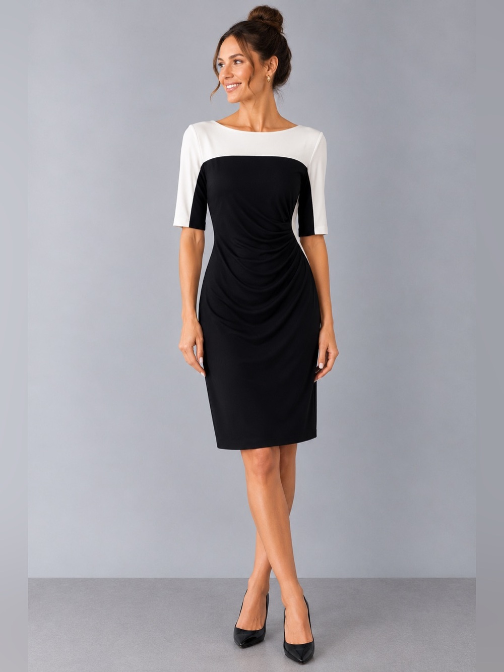 Lauren Black White Bodycon Colorblock Dress NWOT Classy Chic Dress